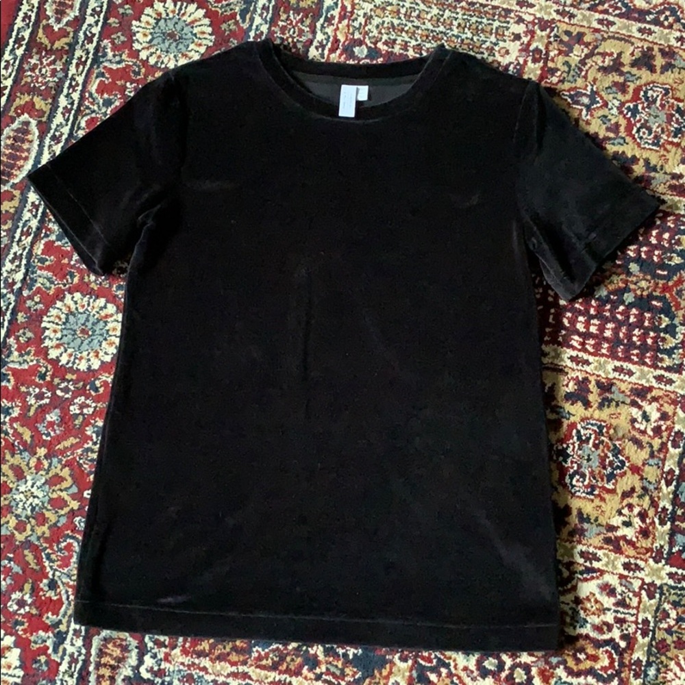 Awesome & Other Stories black velvet t-shirt sz 6